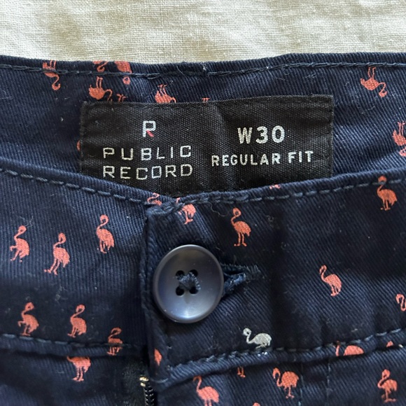 Navy Blue Flamingo Flat Front Shorts - Picture 3 of 3